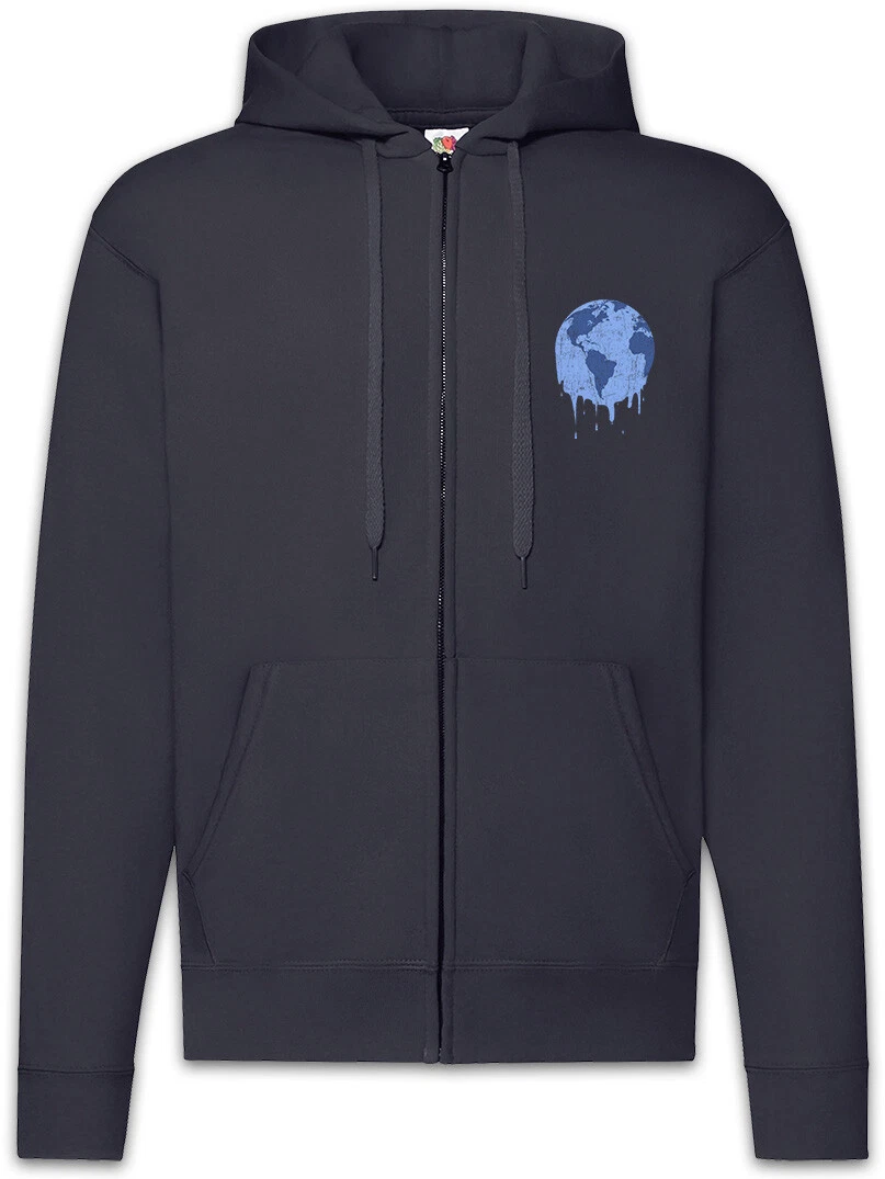 Melting Earth Zipper Hoodie Save The World Green Global Warming Climate Change