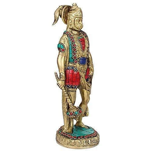 Brass Lord Hanuman Bajrangbali Sankat Mochan Idol Murti for Home 10"H - Picture 2 of 5