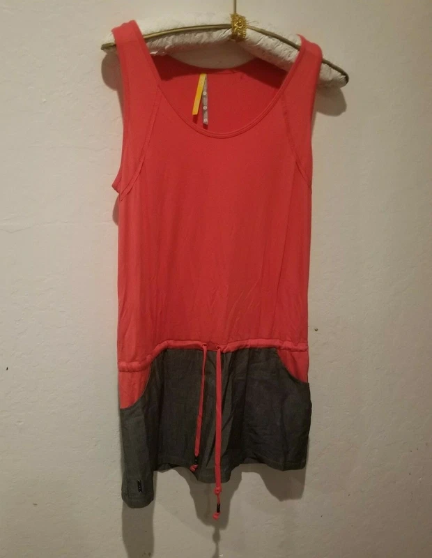lole scoop neck drawstring colorblock gray tank-top