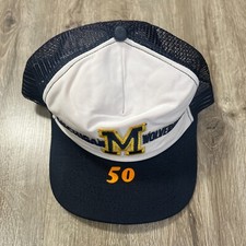 VTG New Era University of Michigan Trucker Hat Baseball 50 USA DuPont Visor