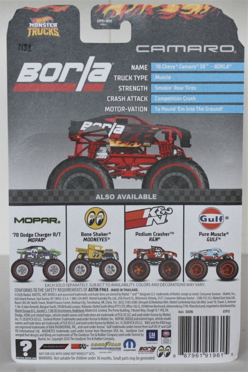 Hot Wheels Monster Trucks Camaro Borla | eBay