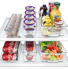 6 Pack Refrigerator Organizer Bins Set - Fridge & Pantry Clear Stackable Storage
