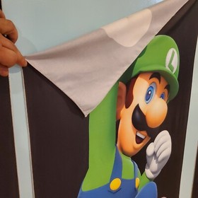 Luigi game room banner 2x4 foot tapestry wall flag NES Super Mario Bros gift