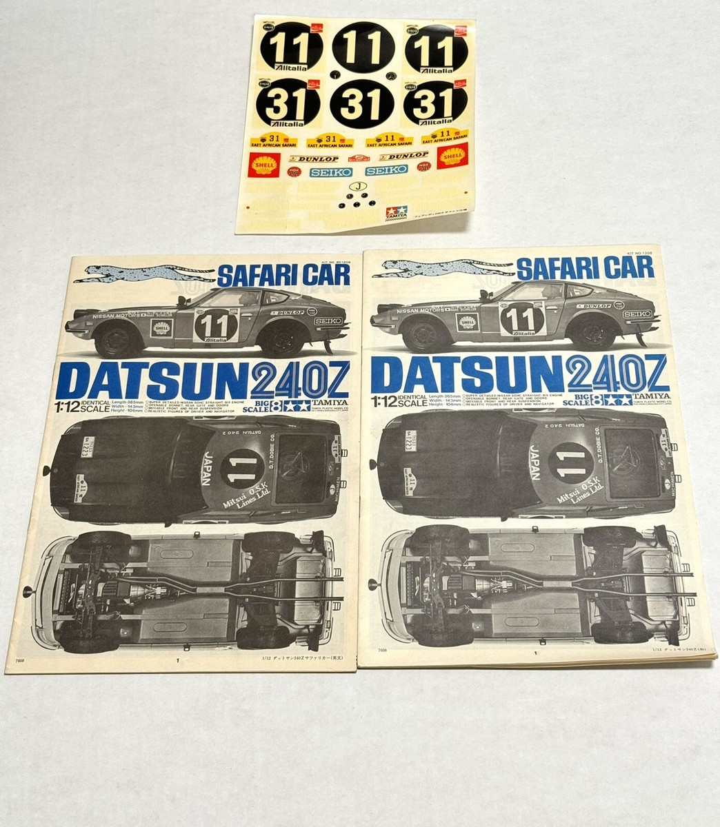 Tamiya 1/12 Scale Datsun 240Z Safari Car Model Kit 1208 Made