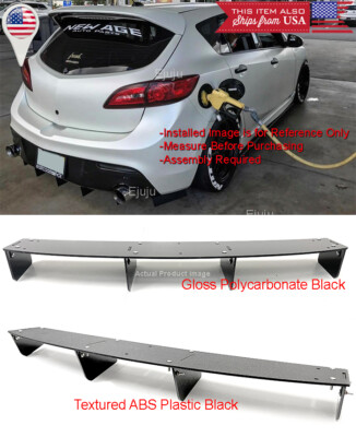 34''L Black Rear Bumper 4 Shark Fin Splitter Diffuser Winglet Valence For Hyundai