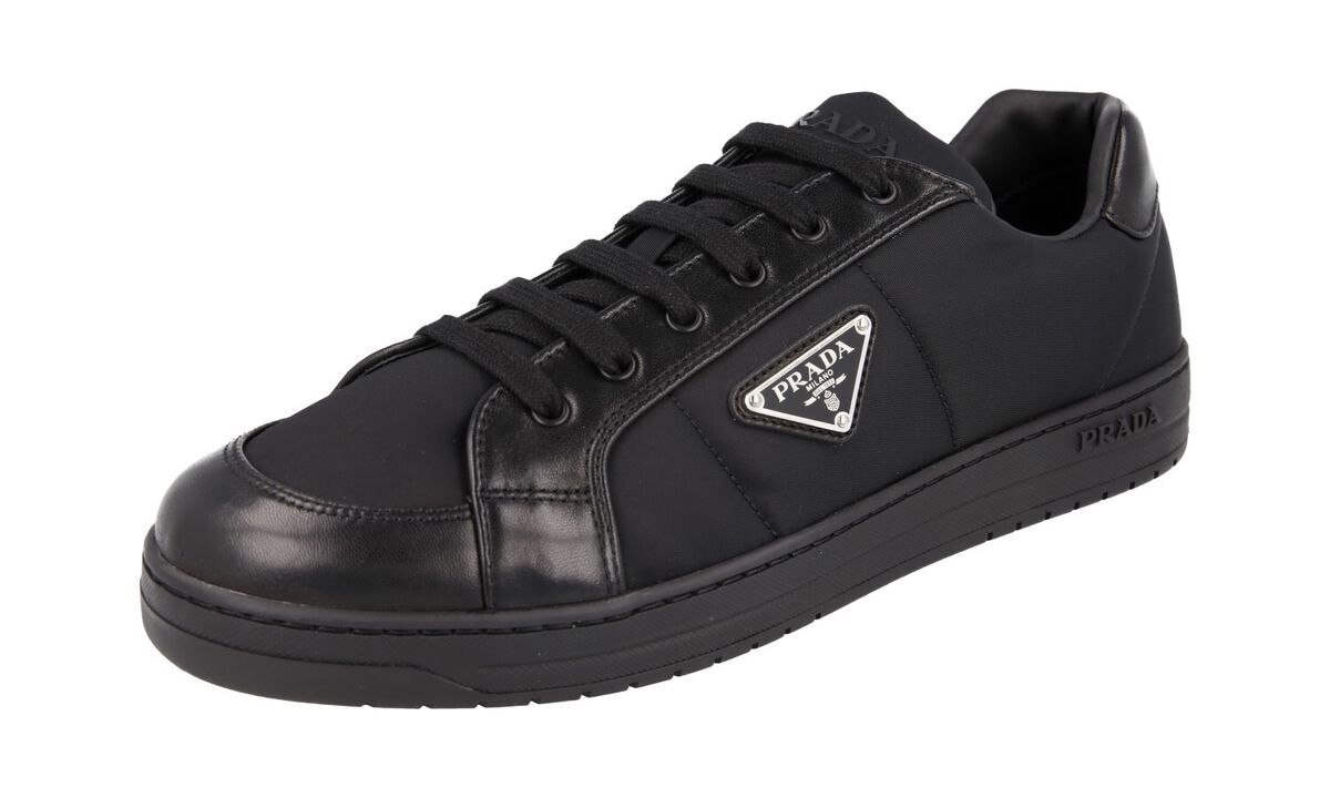 PRADA Nappa-Leather/Nylon Downtown Sneakers - 2EE395 - Black