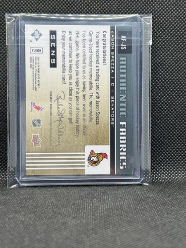 2011 SP Game Used Authentic Fabrics Jason Spezza Jersey Patch Senators - Picture 5 of 7