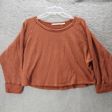 Merritt Charles Womens Sweatshirt Size M Medium Crop Orange USA Made Long Sleeve