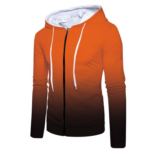 Men's Long Sleeve Zipper Hoodie Sweatshirt Gardient Prin Full Zip Outdoor Coat - Picture 6 of 47