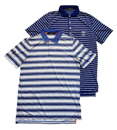 RLX Ralph Lauren Golf Polo Shirt Men's M Black Purple Stripe Poly