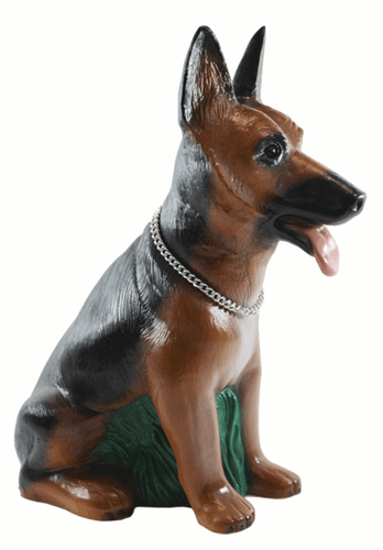 Deko Figur Tierfigur Hund Schäferhund mit Kette klein aus Kunststoff H 39 cm - Bild 5 von 6