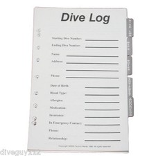 Log Book Binder Replacement Pages Full Set Scuba Diving Dive Pages B300