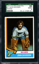 1974-75 OPC O PEE CHEE NHL #11 JOHN DAVIDSON RC SGC 8 NM-MT BLUES RANGERS Rookie