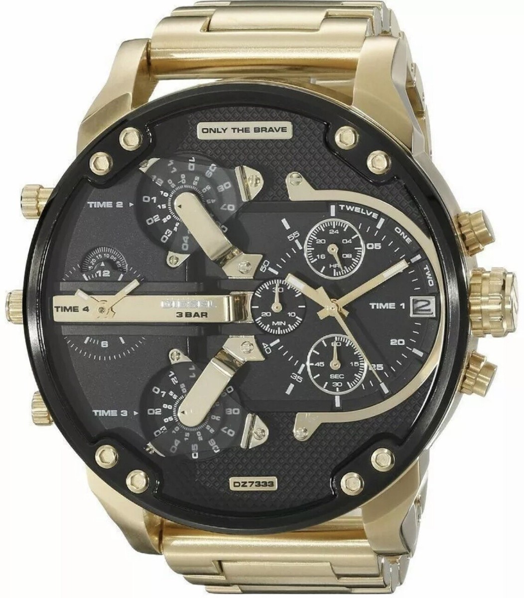 Brand New Diesel Men's DZ7333 New Black Gold Daddy