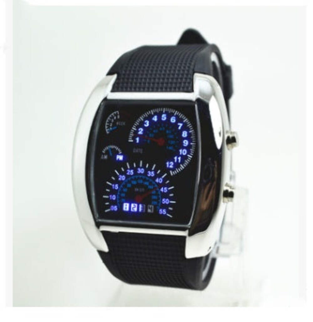 Men's LED Sports Aviation Watch - Creative Dashboard Design with World Time & Lu