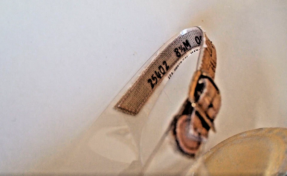 复古 MAGDESIANS 软木透明露背鞋带金色蝴蝶结 8 1/2 M — 第 3/4 张图片