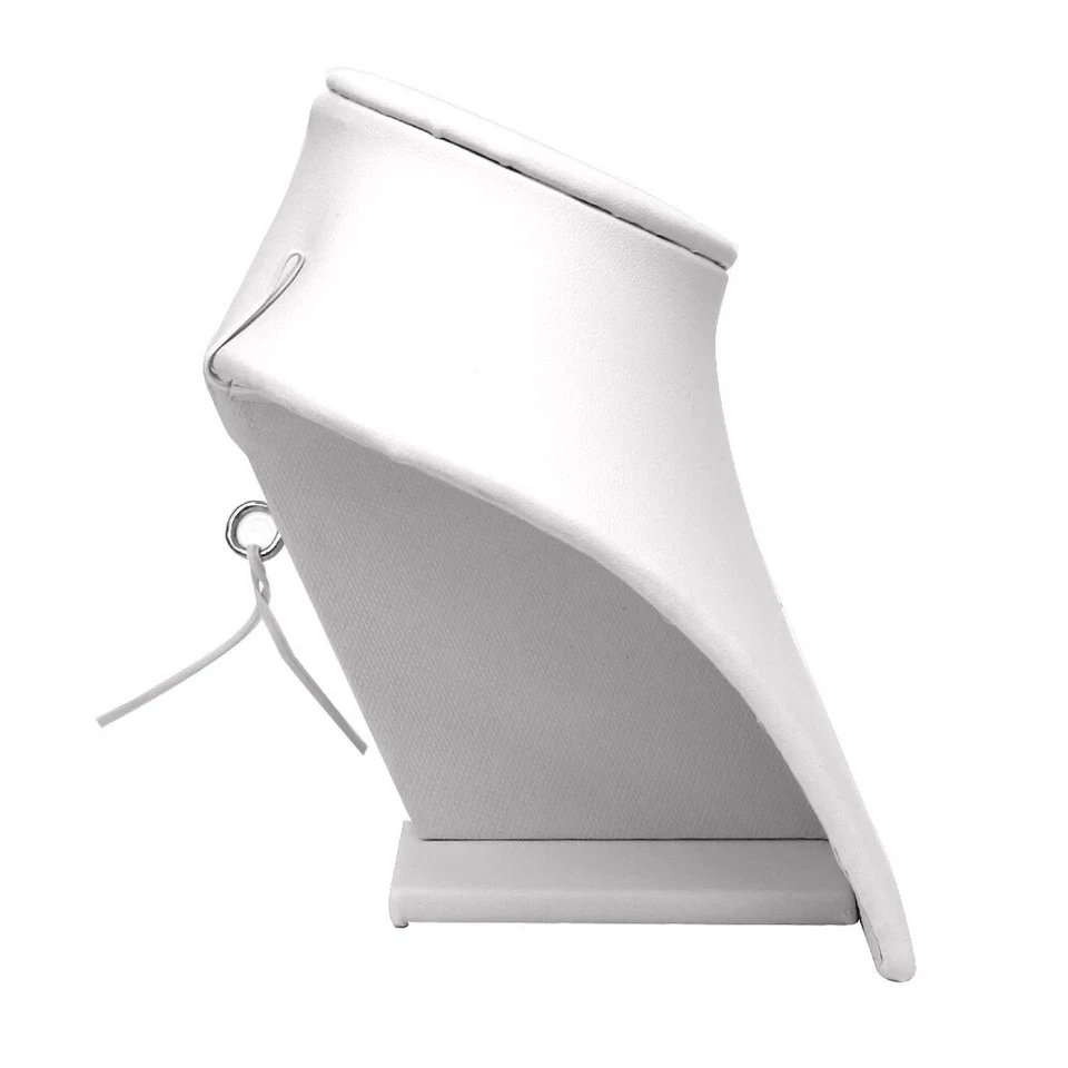 Busto de exhibición de collar de bajo perfil de cuero sintético blanco de 5" de alto Foto 3 de 3