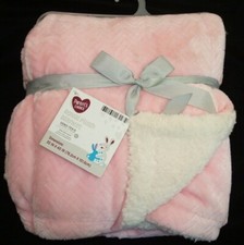 Parents Choice Pink White Chevron Sherpa Baby Blanket Plush Walmart NEW