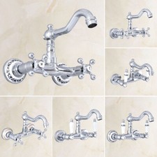Polished Chrome Brass Kitchen Faucet Bathroom Sink Mixer Tap Wall Mounted ezh020