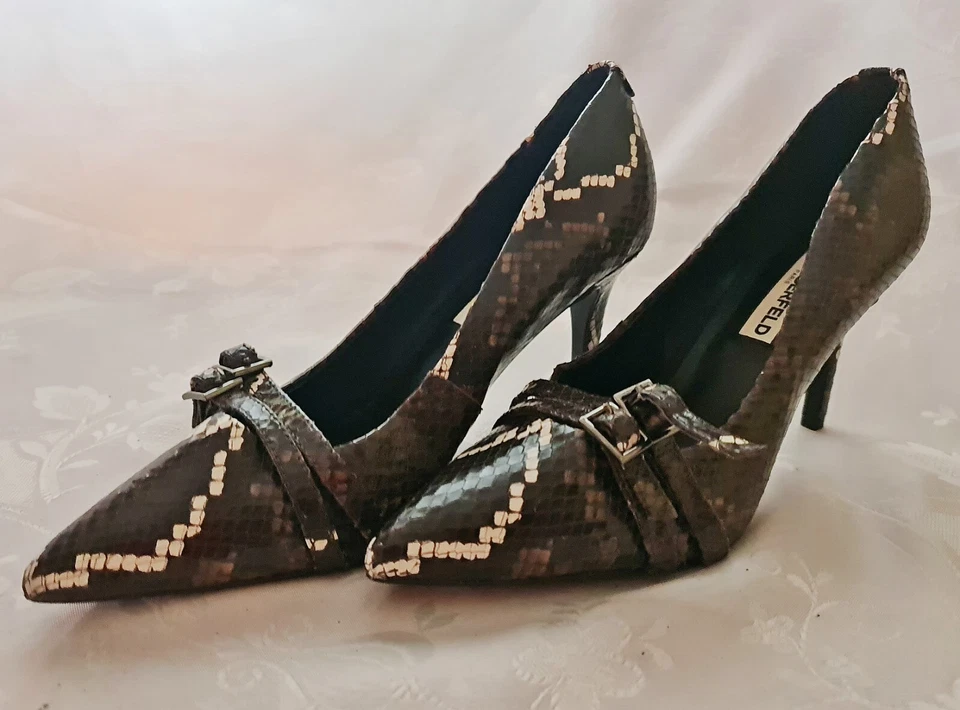 Auténticos zapatos para mujer Karl Lagerfeld Paris Radella de cuero de serpiente: Us7.5Eu38 Foto 2 de 4