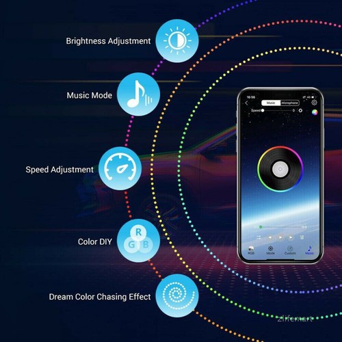 LED RGB Auto Unterbodenbeleuchtung Underglow Körper Atmosphäre Lichtleiste + App - Afbeelding 3 van 12