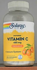 Solaray Buffered Vitamin C Chewable 485mg 500mg 100 Chewables Orange Flavor