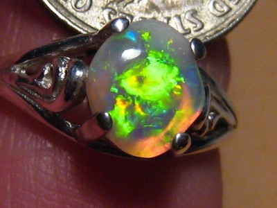 Brillant Kristall Opal Ring, Sterlingsilber, Größe 6 1/2 keine Neugröße