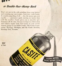 1947 Casite Sludge Solvent Car Engine Cleaner Advertisement Automobilia Vtg E8E