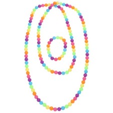 Colorful Reusable Plastic Beaded Necklace and Bracelet Set for Girls