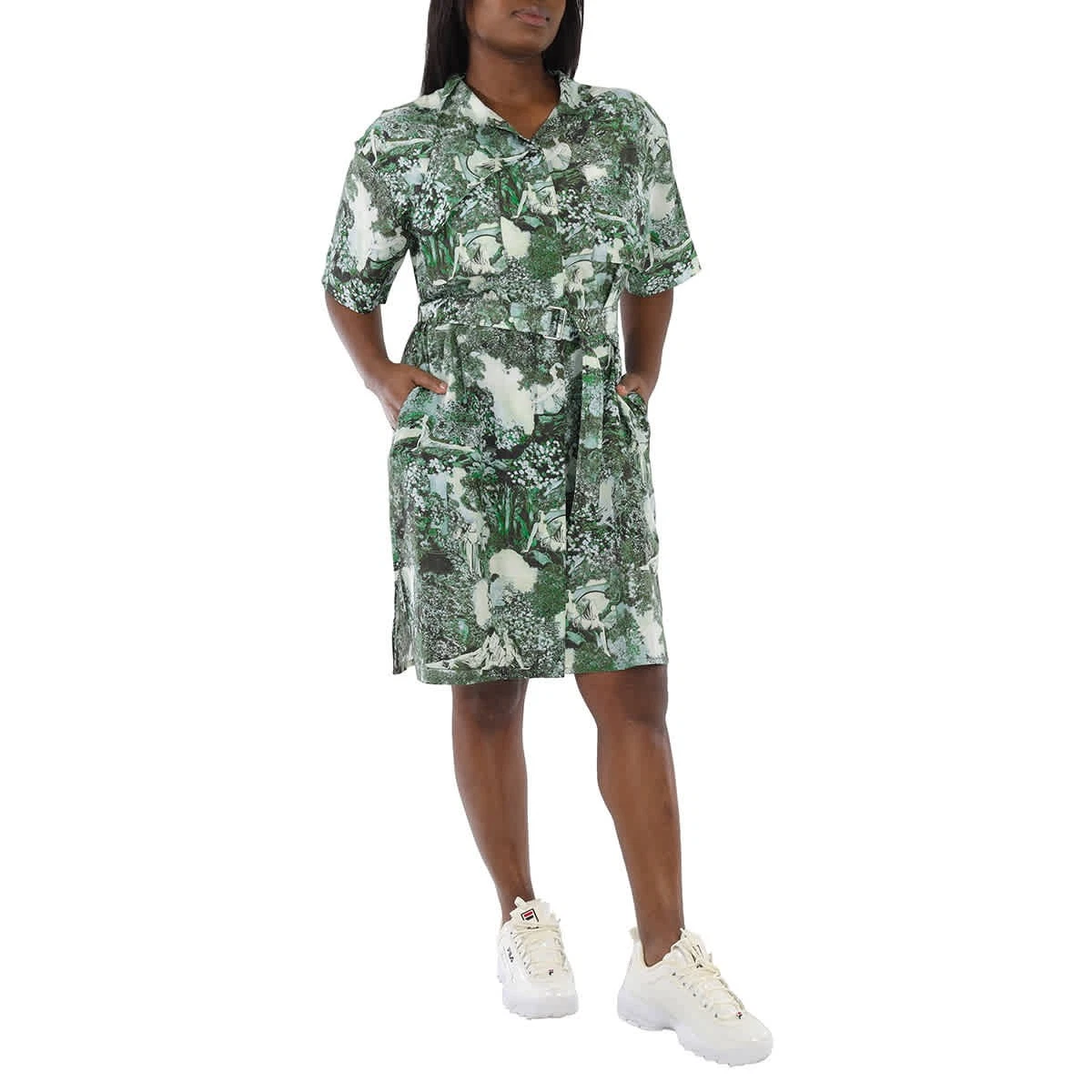 Abito camicia Kenzo donna kaki scuro stampato sognatori