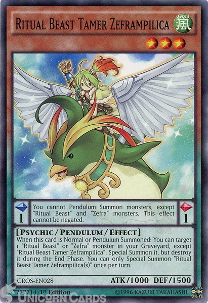 CROS-EN028 Ritual Beast Tamer Zeframpilica : Common 1st Edition Mint YuGiOh Card