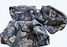 Vintage 3-pc Jaguar Navy Blue Floral Tapestry Luggage Set