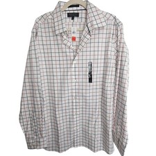 Banana Republic Mens Wrinkle Resistant Check Dress Shirt L Athletic Fit Classic