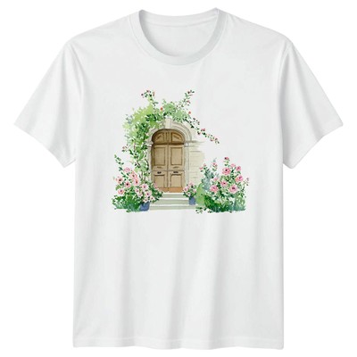 Natur Cottagecore Floral Doorway Herren T-Shirt Damen Tee Grafik Unisex Top