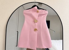 Commense Medium Satin Asymmetrical Embellished Strapless Dress