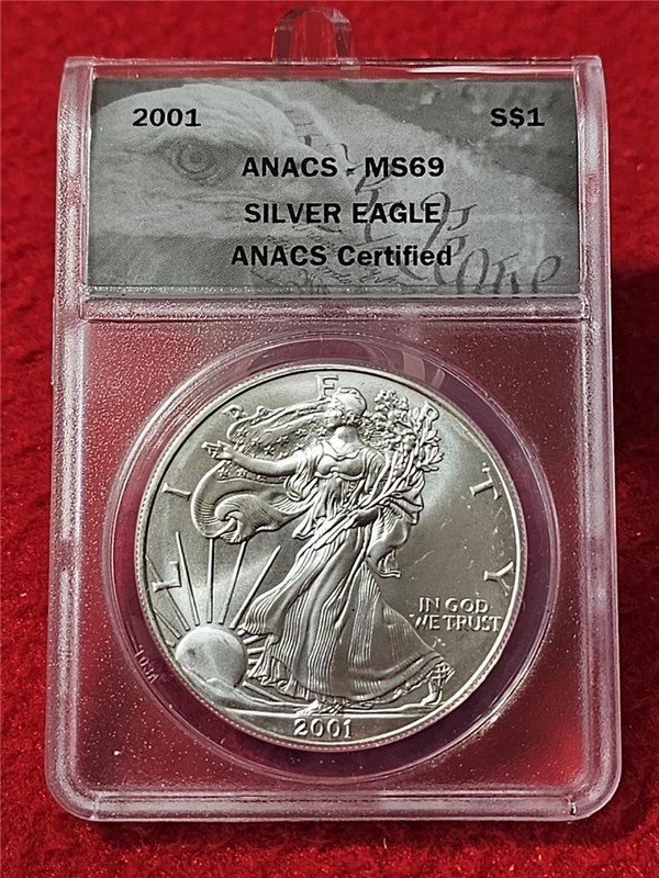 2001 American Silver Eagle ASE DOLLAR ANACS MS 69                    #T2652