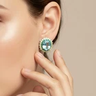 Glamorous Ocean Blue Aquamarine 13Ct 925 Sterling Silver White Gold Earrings