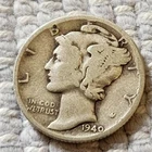 1940 Winged Liberty Head Mercury Dime 90% SILVER   (see ridge photo) Circulated
