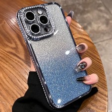 TPU Hülle mit Glitzer und Diamant-Effekt Blau für iPhone 15 Pro Max
