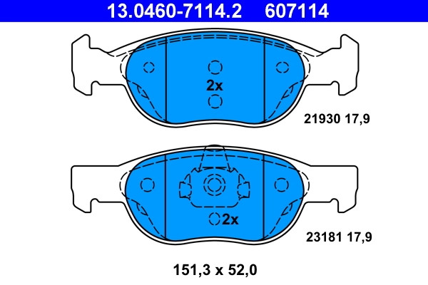 Plaquettes de frein ATE 13.0460-7114.2 pour système OE 77362190