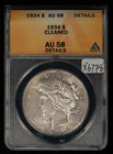 1934 $1 Silver Peace Dollar - ANACS AU 58 Dets - SKU-X6778