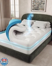 OhGeni 4 inch Dual Layer King Mattress Topper, 2 inch Gel Memory Foam, 2 inch