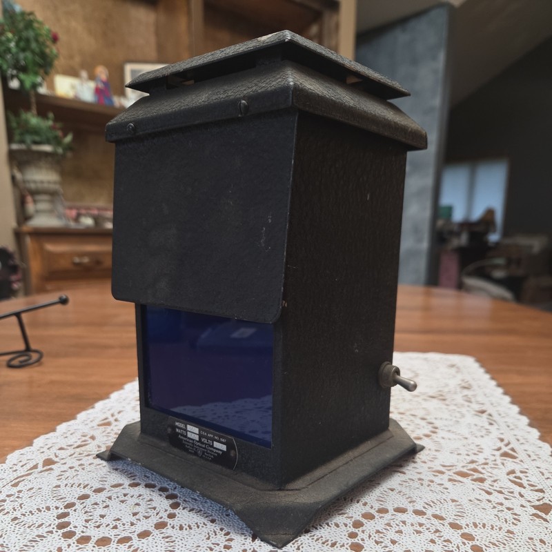 ​Vintage American Optical Co. Darkroom Safelight Model 361 Blue Glass Industrial