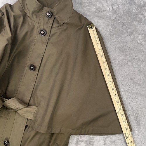 BETSEY JOHNSON Cape Trench Coat Women’s Large Poncho Mock Neck Lined Tan Jacket - Picture 12 of 21