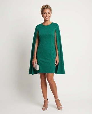 Calvin Klein Women's sheath Dress cape sleeves Green Size 4 NWT