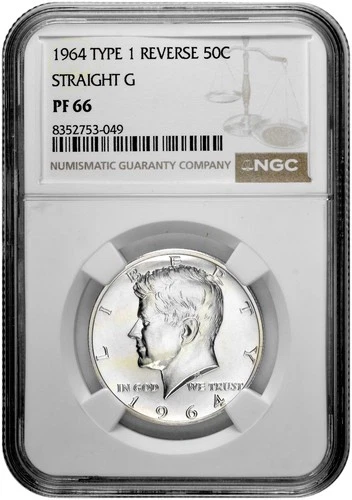 1964 Type 1 Straight G 50c Silver Proof Kennedy Half Dollar NGC PF 66 New Holder