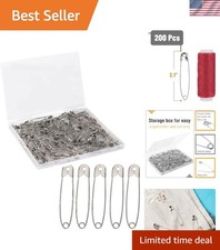 Heavy Duty 200 Count Large Safety Pins - Rust-Free 2 Inch Solution for DIY