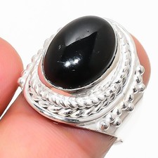 Black Onyx Gemstone 925 Sterling Silver Jewelry All Size Ring For Gift
