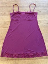 Victoria's Secret Plum LARGE Modal Soft  Lace Trim Straight-Neck Slip Dress