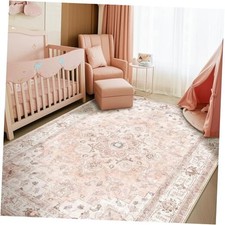 Machine Washable Rugs Nursery Rug 5x7 Cute Girl Non Slip Low Pile Water